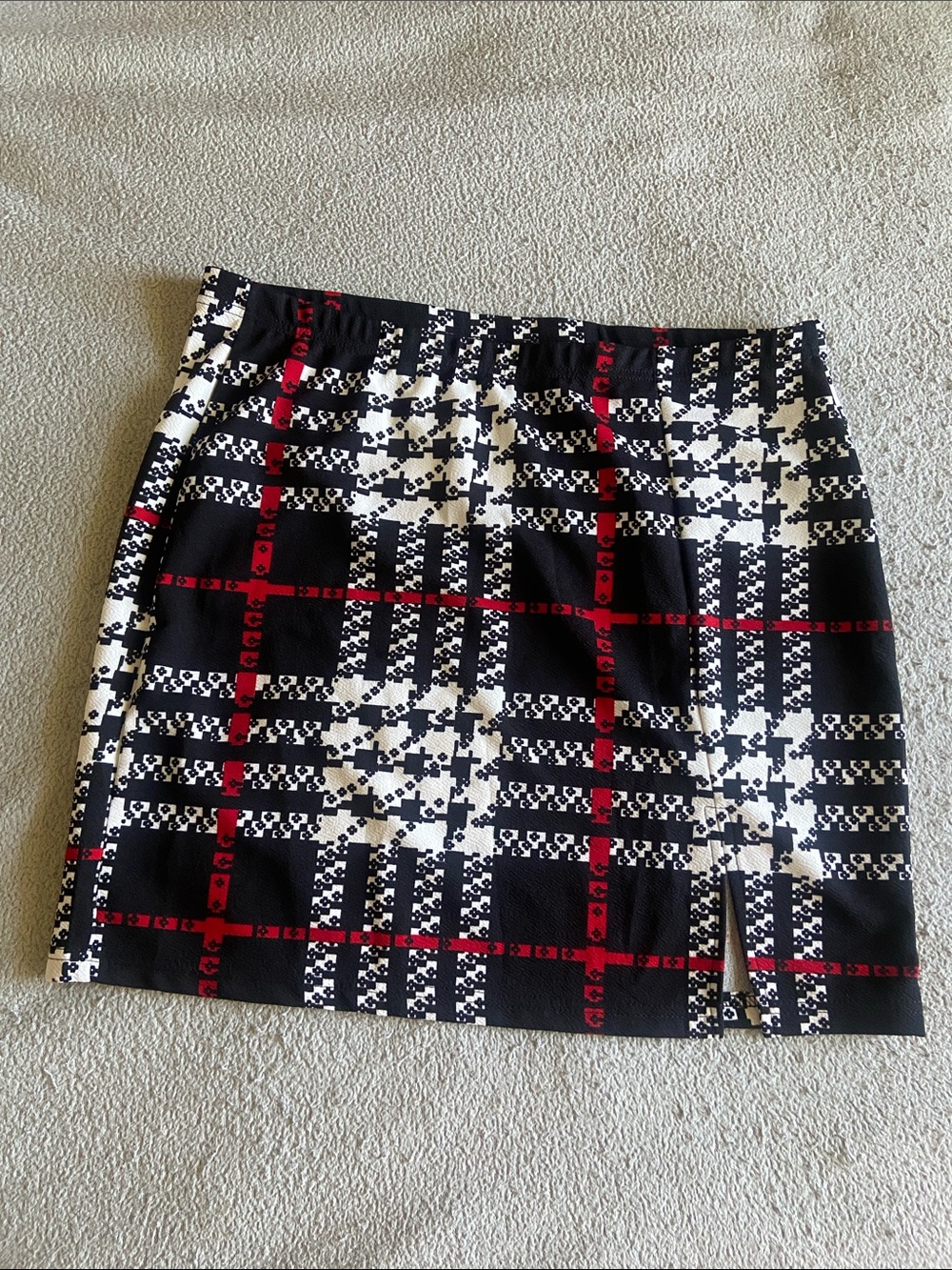 Plaid Mini Skirt with Red Accent
